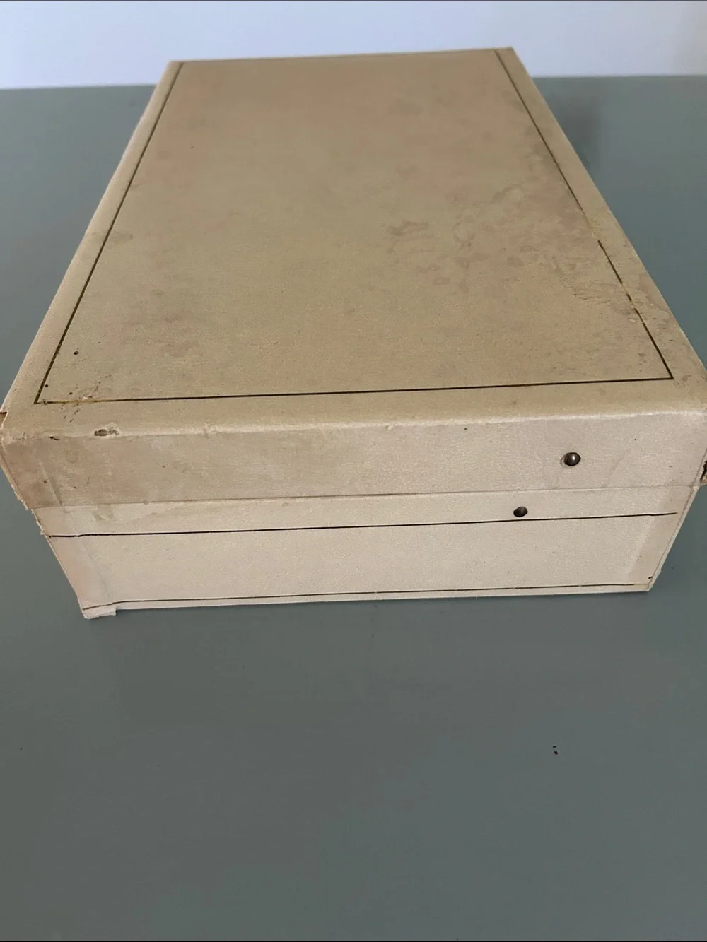 Vintage Cream Jewelry Box with Red Felt interior Vintage jewelry included